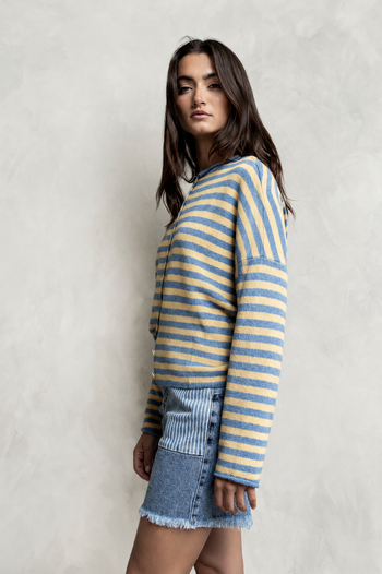 Miriam Striped Cardigan in Light Blue