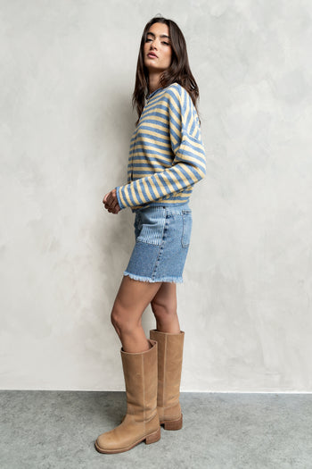 Miriam Striped Cardigan in Light Blue