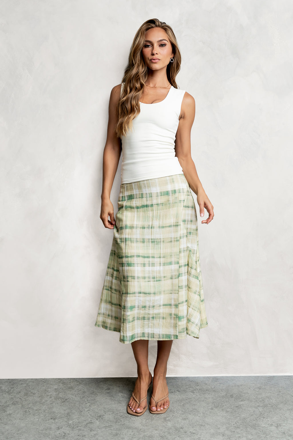 Josefine Plaid Midi Skirt