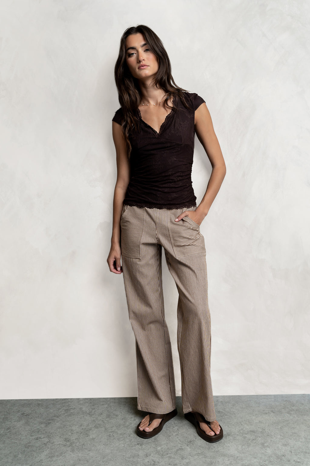 Gretta Striped Pants in Brown