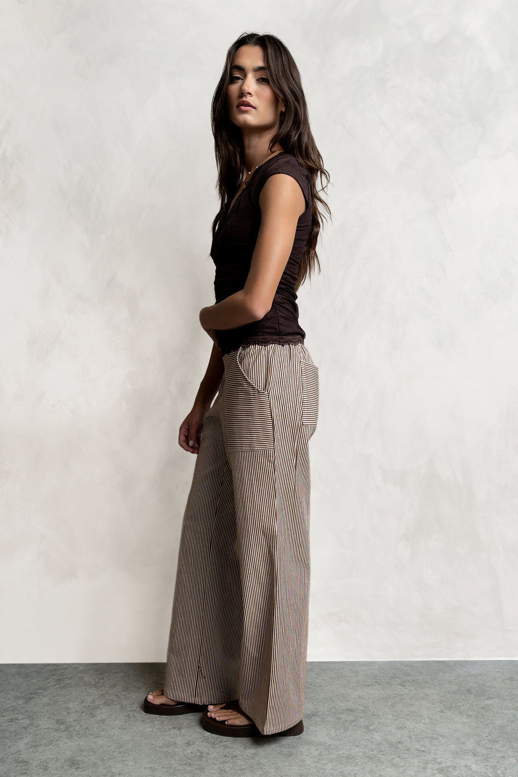 Gretta Striped Pants in Brown