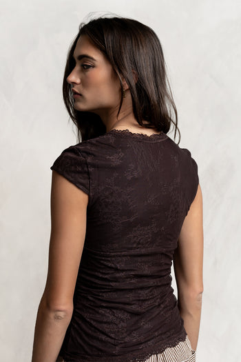 Gracie Lace Top in Brown