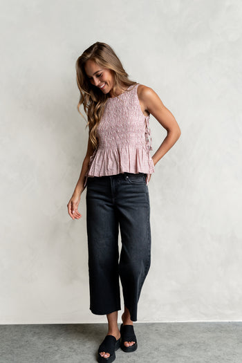 Jeremy Smocked Blouse in Berry