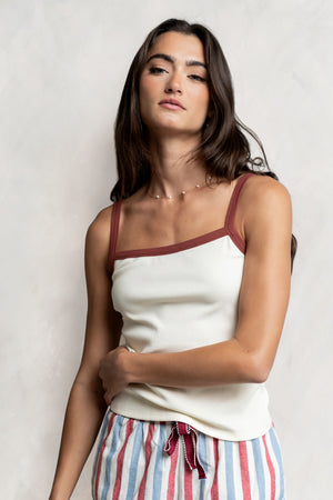 Rylan Contrast Tank Top in Cream