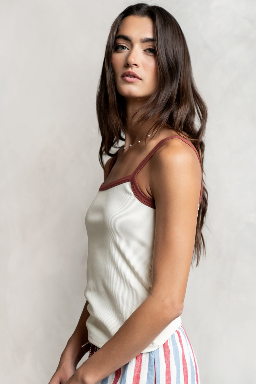 Rylan Contrast Tank Top in Cream