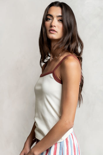 Rylan Contrast Tank Top in Cream
