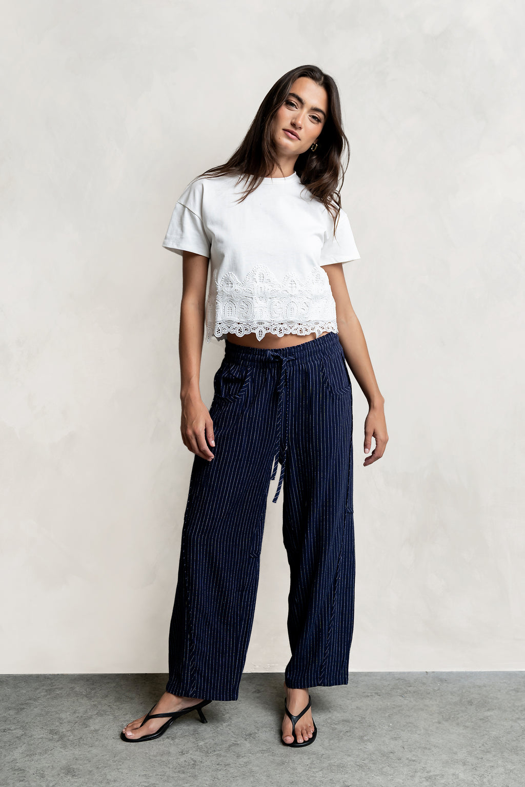 Kaiya Striped Pants in Navy