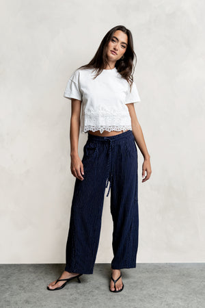 Kaiya Striped Pants in Navy