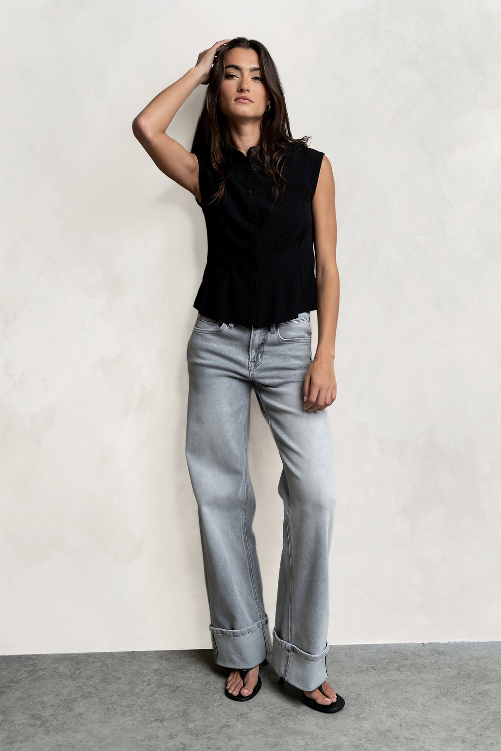 Jacob Button Up Top in Black