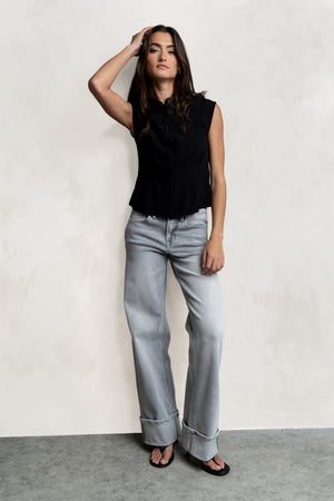 Jacob Button Up Top in Black