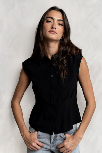 Jacob Button Up Top in Black