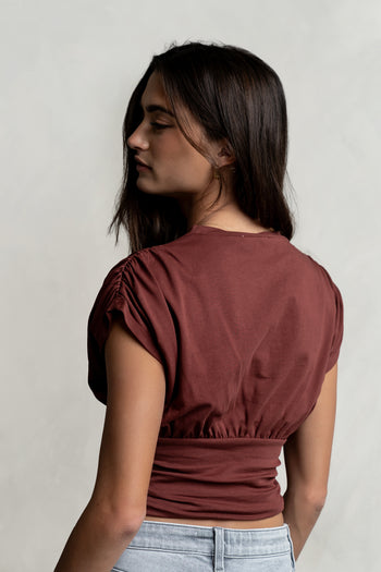 Samara Ruched Top in Red-Brown
