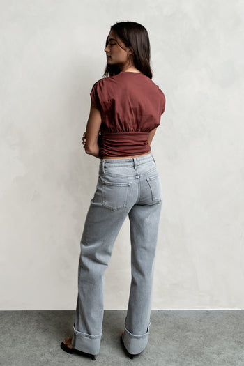 Samara Ruched Top in Red-Brown