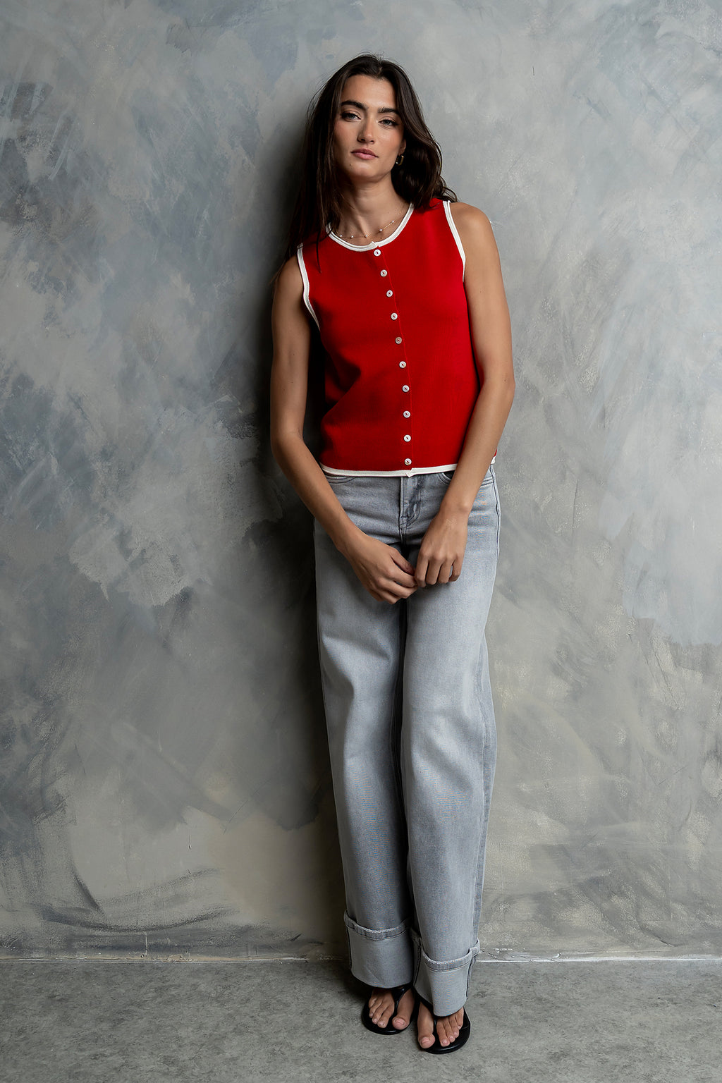 Lacie Contrast Tank in Red