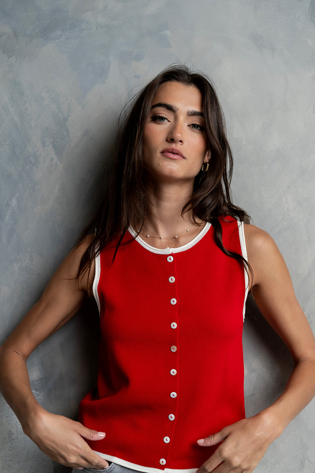 Lacie Contrast Tank in Red