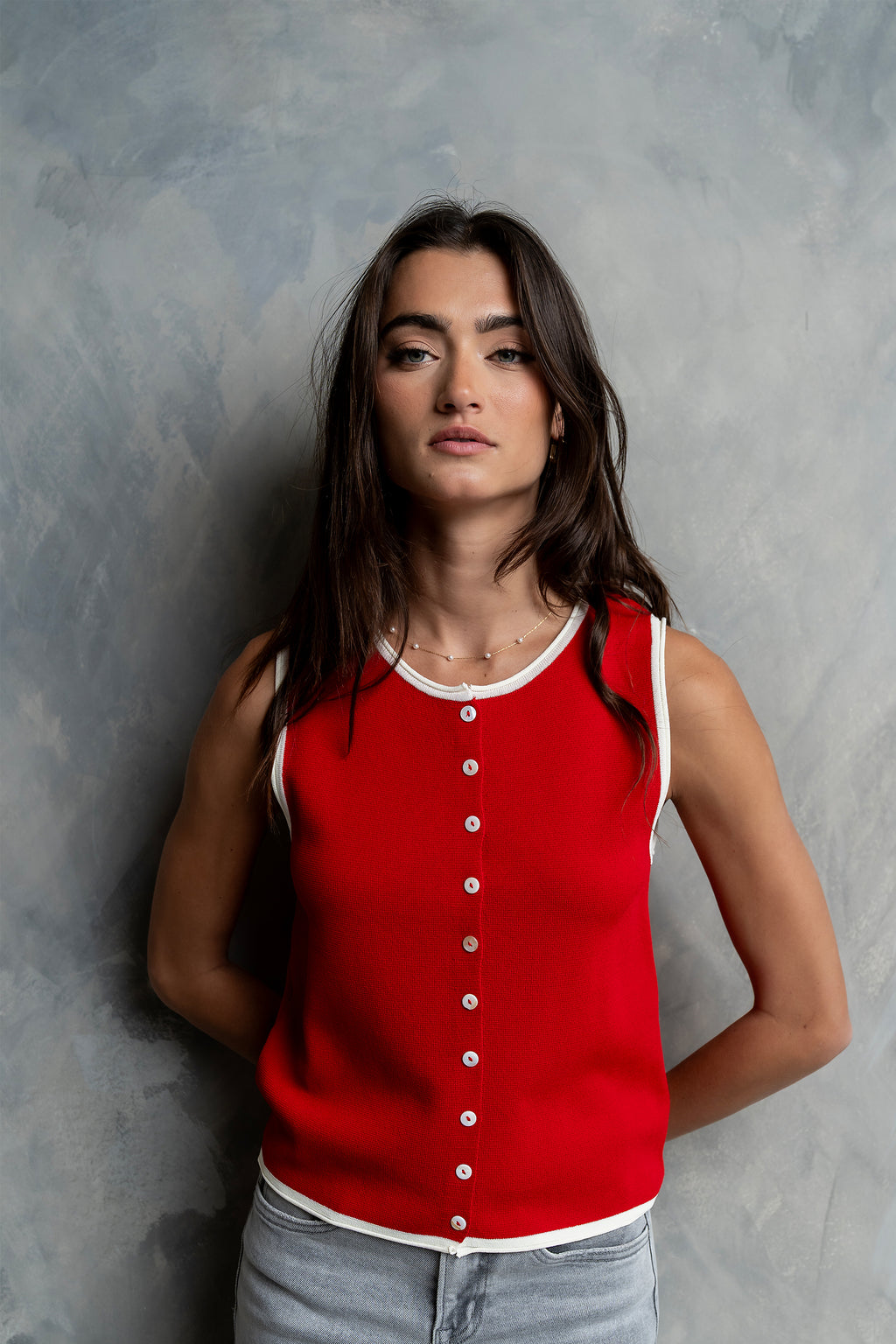 Lacie Contrast Tank in Red
