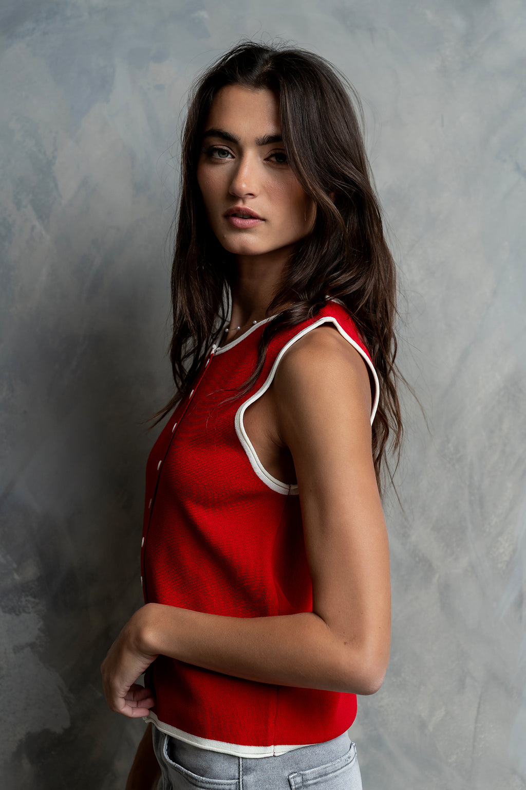 Lacie Contrast Tank in Red