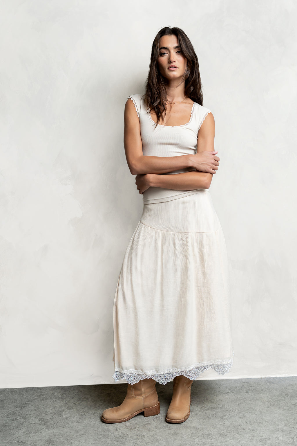 Lucia Lace Trim Maxi Skirt