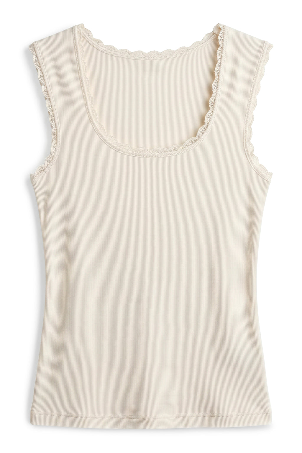Sawyer Lace Trim Tank Top in Bone