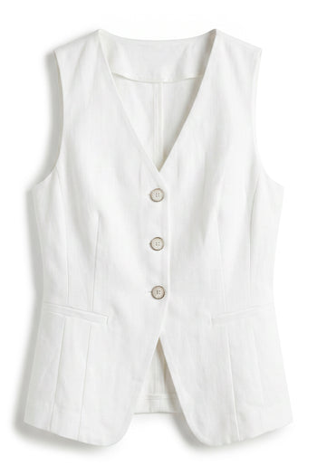 Penny Button Up Vest in White