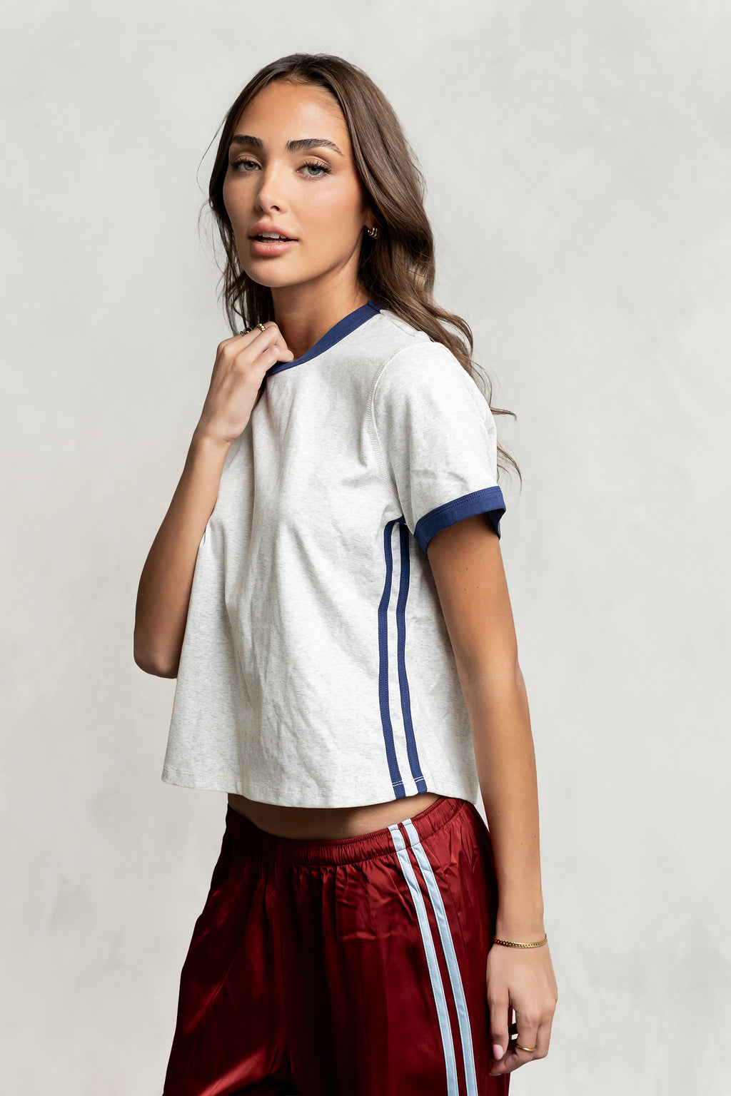 Chelsea Contrast Tee in Heather Grey
