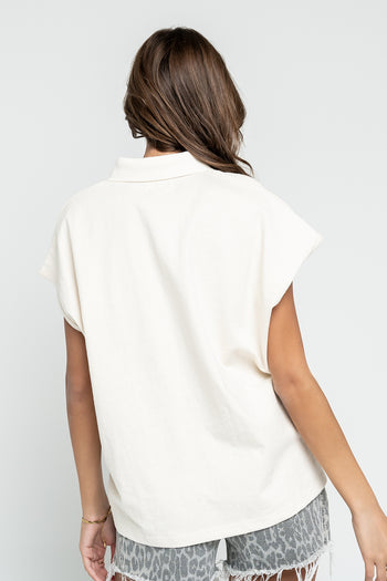 Jaylinn Oversized Polo in Oatmeal