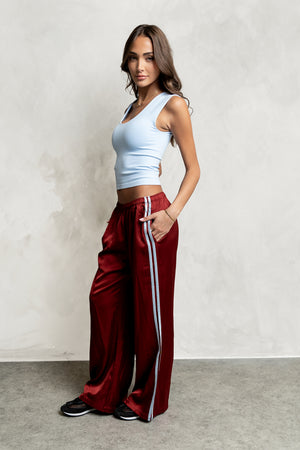 PREORDER - Lola Satin Track Pants in Red