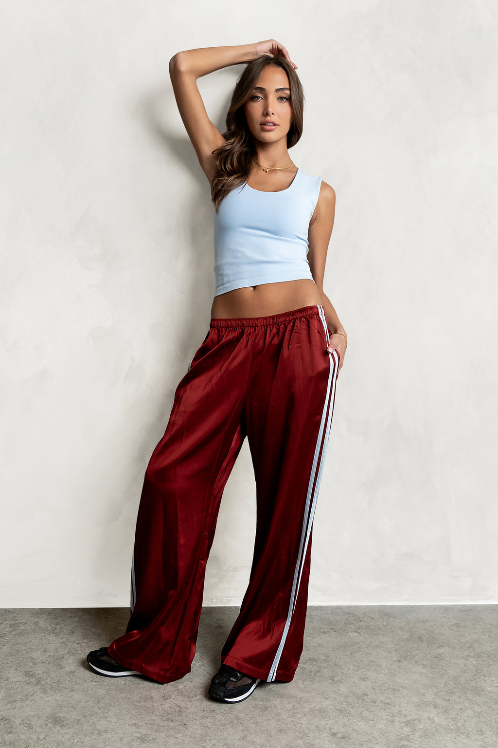 PREORDER - Lola Satin Track Pants in Red