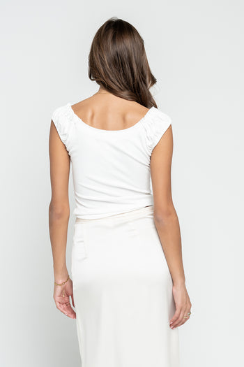 Ace Ribbed Top in White