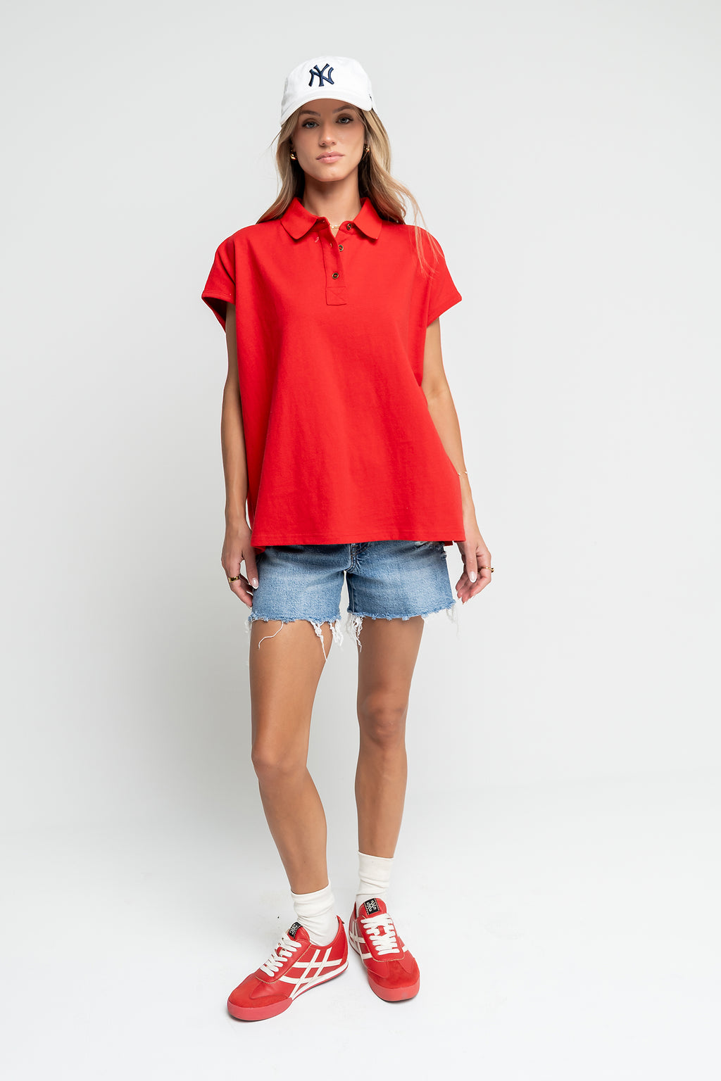 Jaylinn Oversized Polo in Red