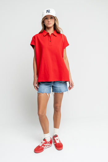 Jaylinn Oversized Polo in Red