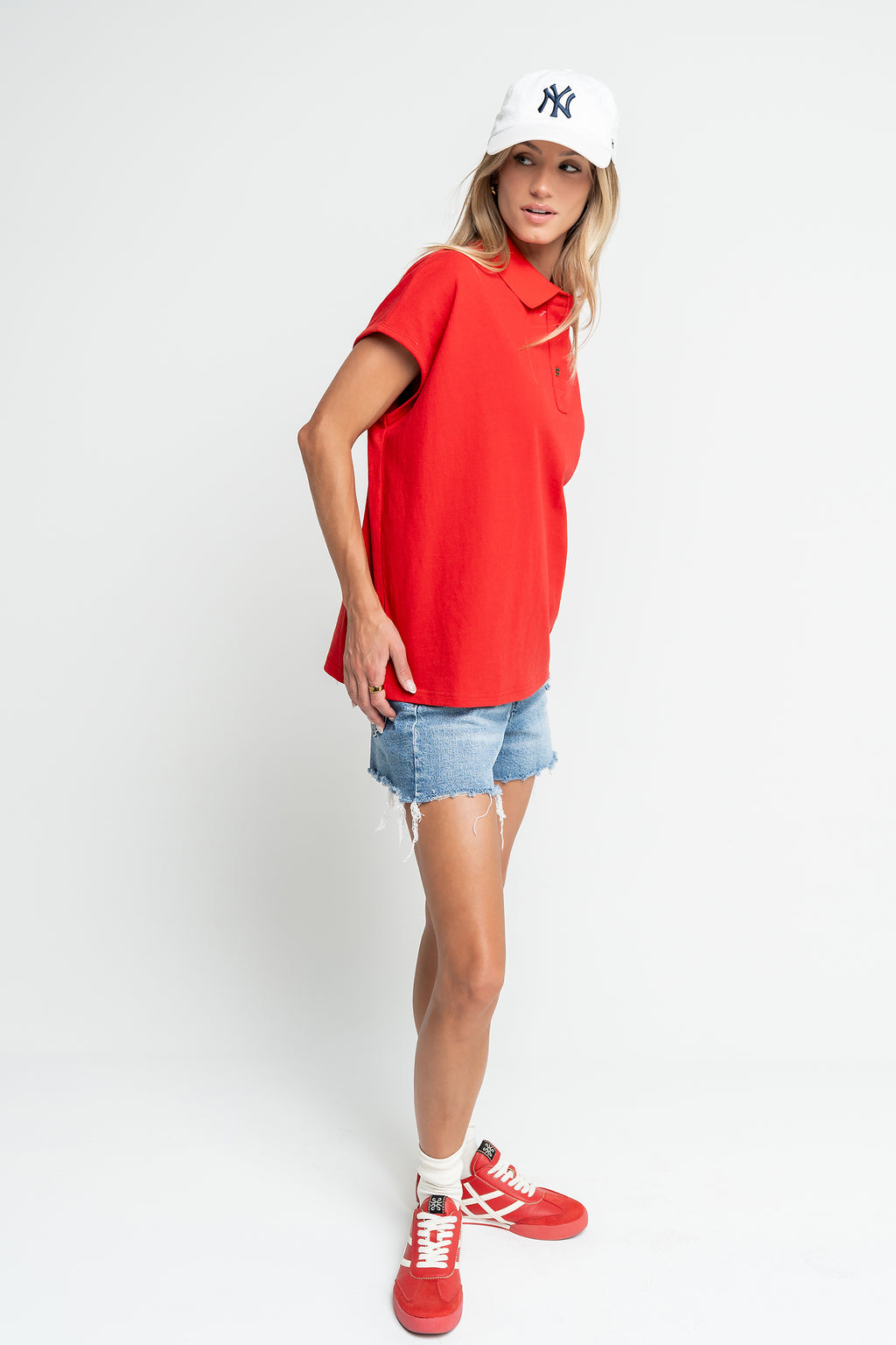 Jaylinn Oversized Polo in Red