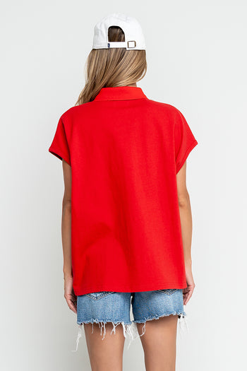 Jaylinn Oversized Polo in Red
