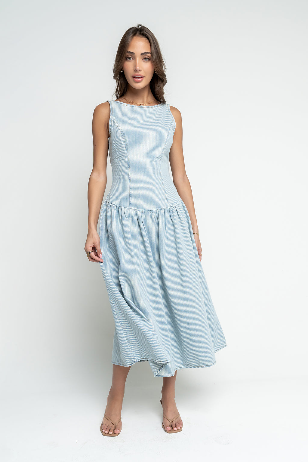 Bella Striped Denim Dress