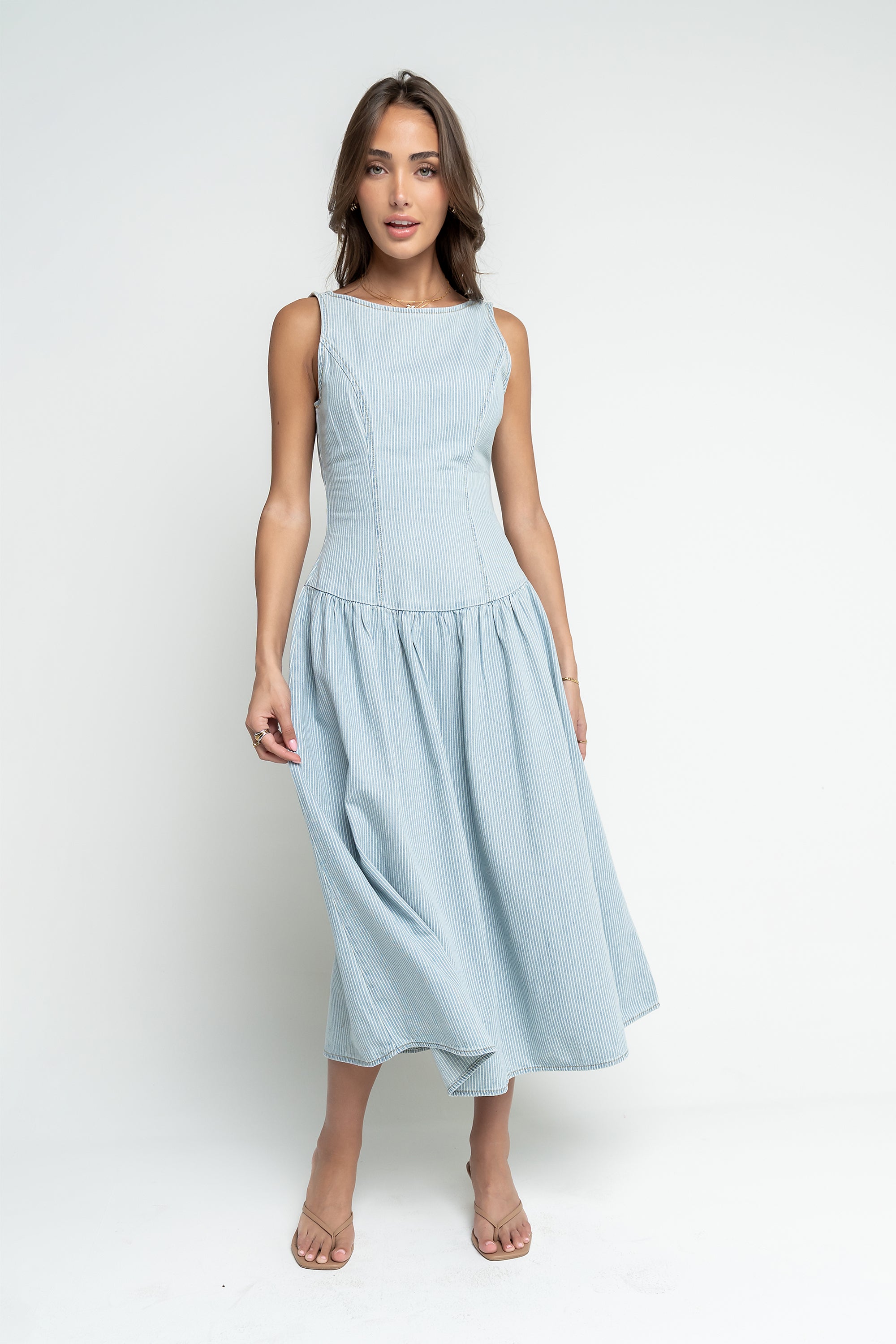 Bella Striped Denim Dress