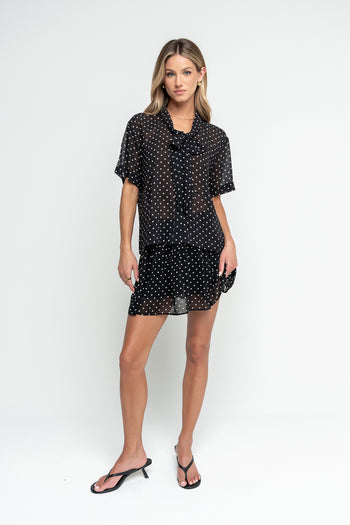 Hazel Polka Dot Top in Black