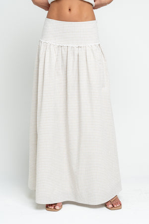 Kellie Gingham Skirt in Taupe