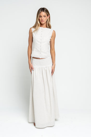 Kellie Gingham Skirt in Taupe