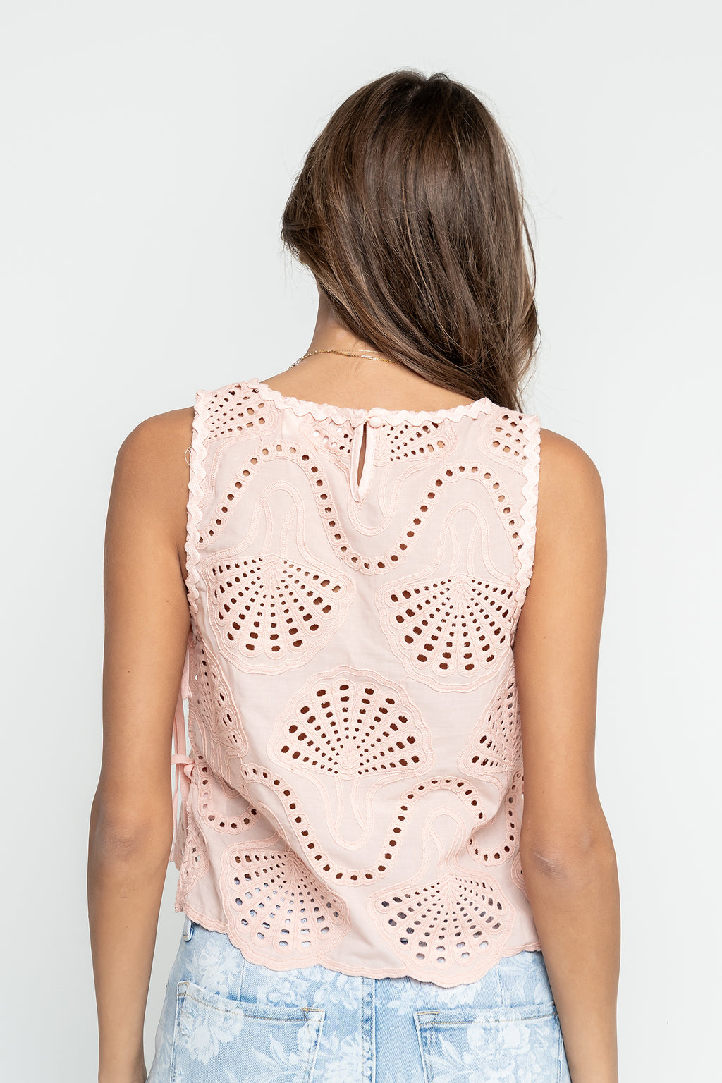 Shelly Eyelet Top in Pink