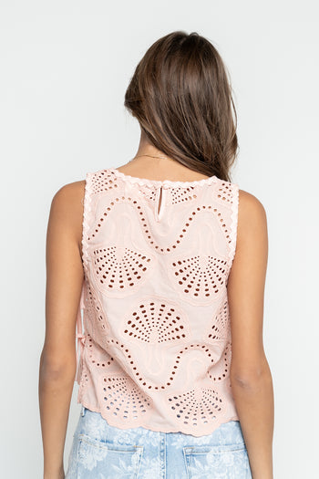 Shelly Eyelet Top in Pink