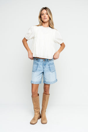 Rayna Pleated Blouse in Ivory
