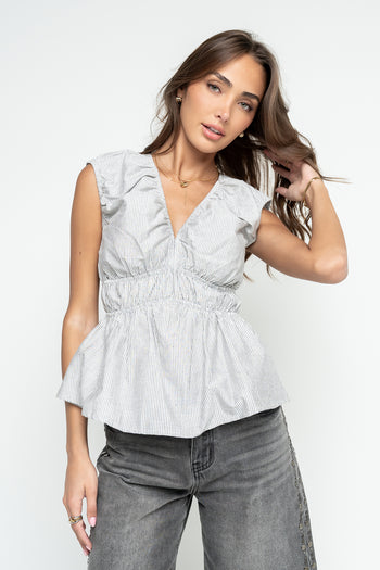 Krista Peplum Top in Black