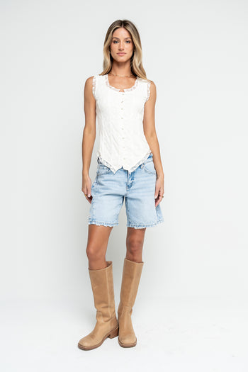 Haddie Lace Tank in Ivory