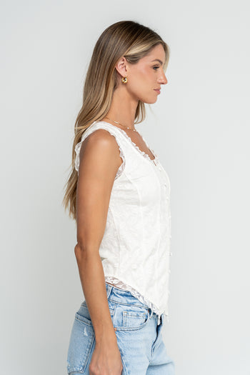 Haddie Lace Tank in Ivory