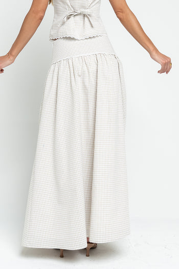 Kellie Gingham Skirt in Taupe