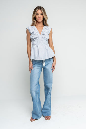 Krista Peplum Top in Blue