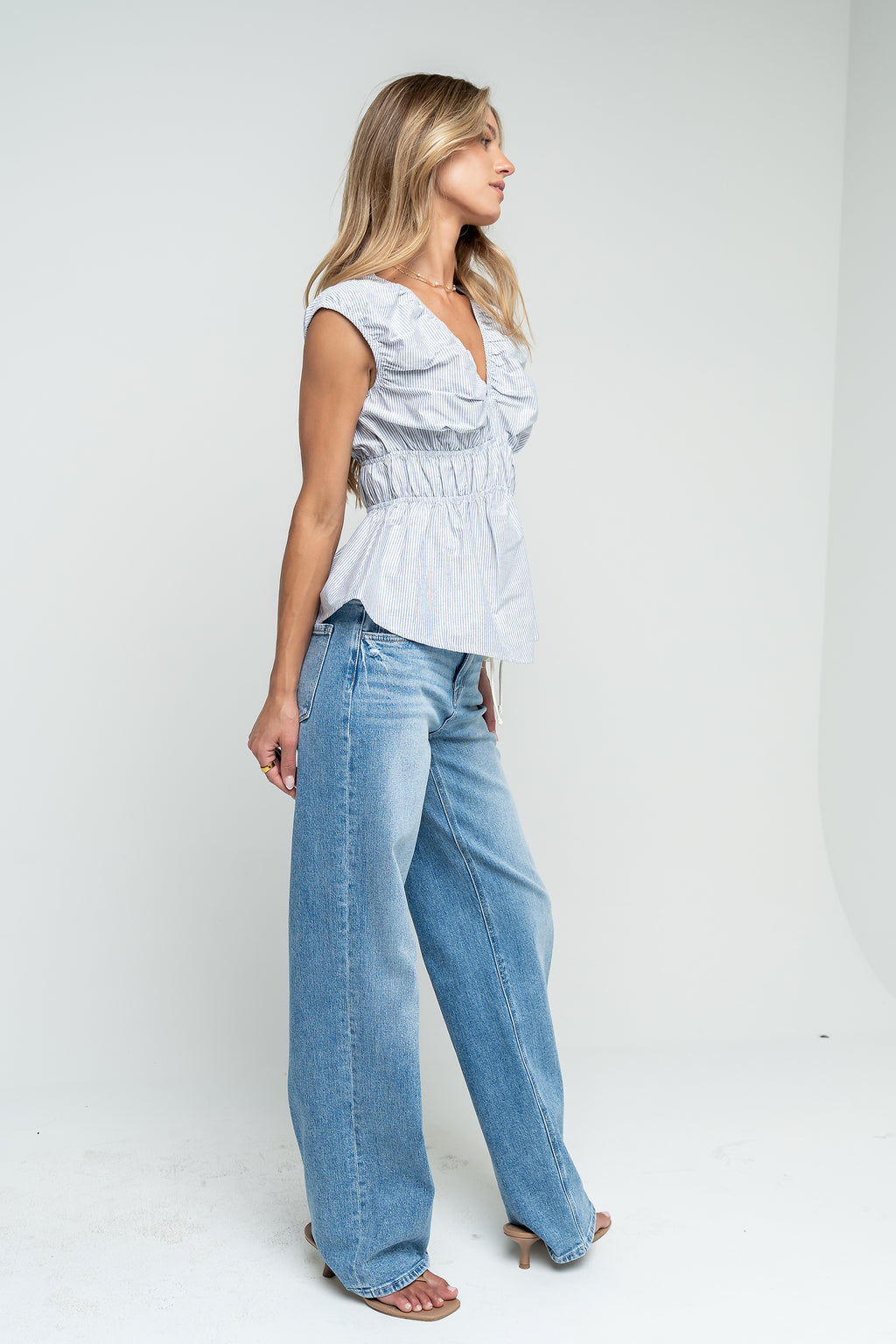 Krista Peplum Top in Blue