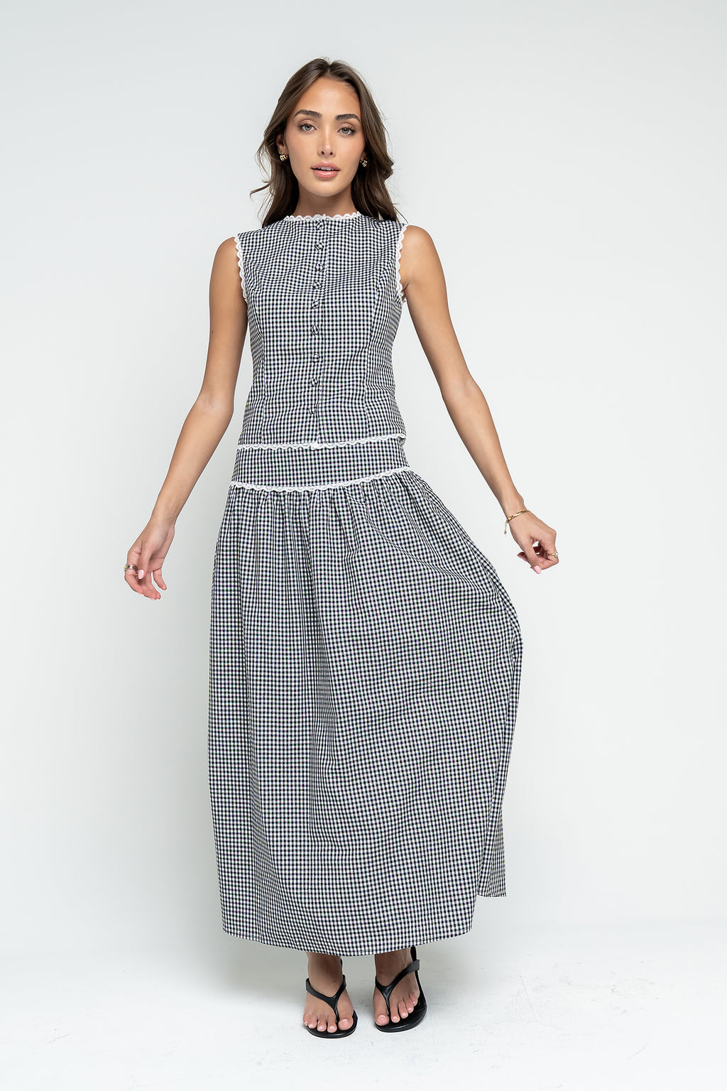 Kellie Gingham Skirt in Black