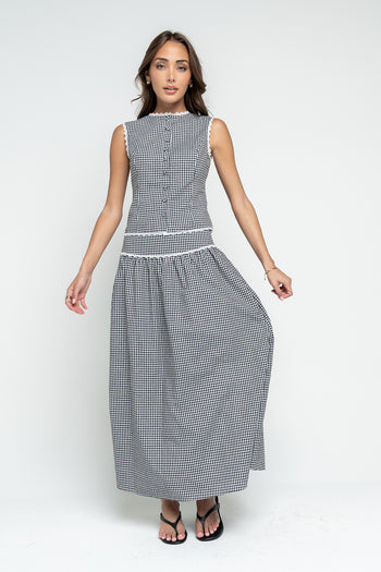 Kellie Gingham Skirt in Black