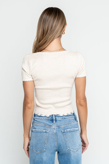 Kaila Scalloped Top in Sand